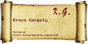 Krecs Gergely névjegykártya